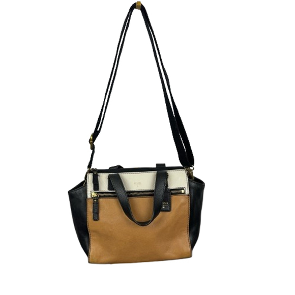 Fossil Handbags - Fossil Tessa Satchel Shoulder Crossbody Bag Leather Colorblock Purse Handbag